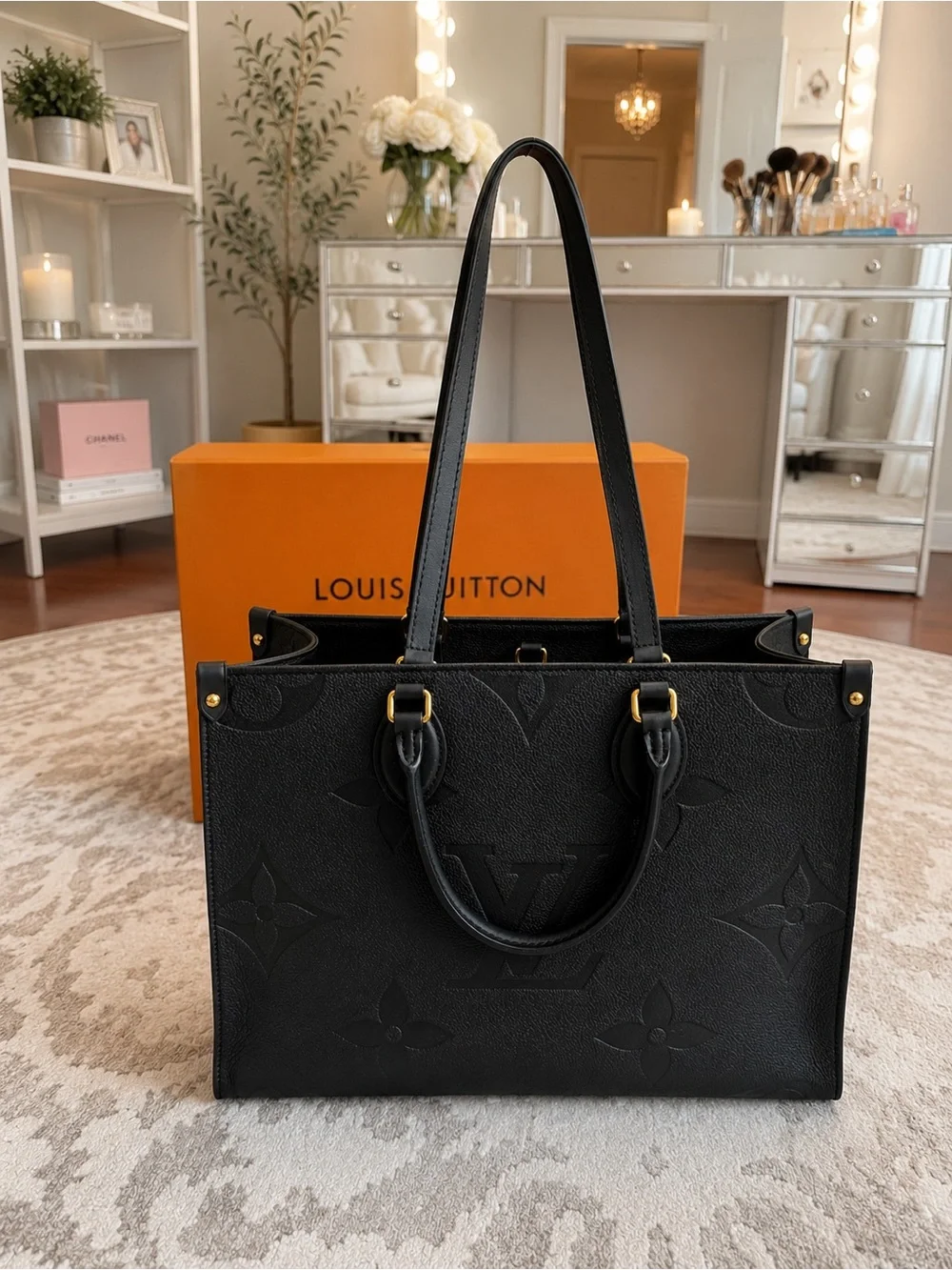 Louis Vuitton Black Exterior with Mustard Interior Leather Handbag